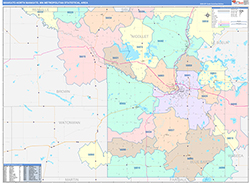 Mankato-North Mankato Metro Area Wall Map Color Cast Style 2026